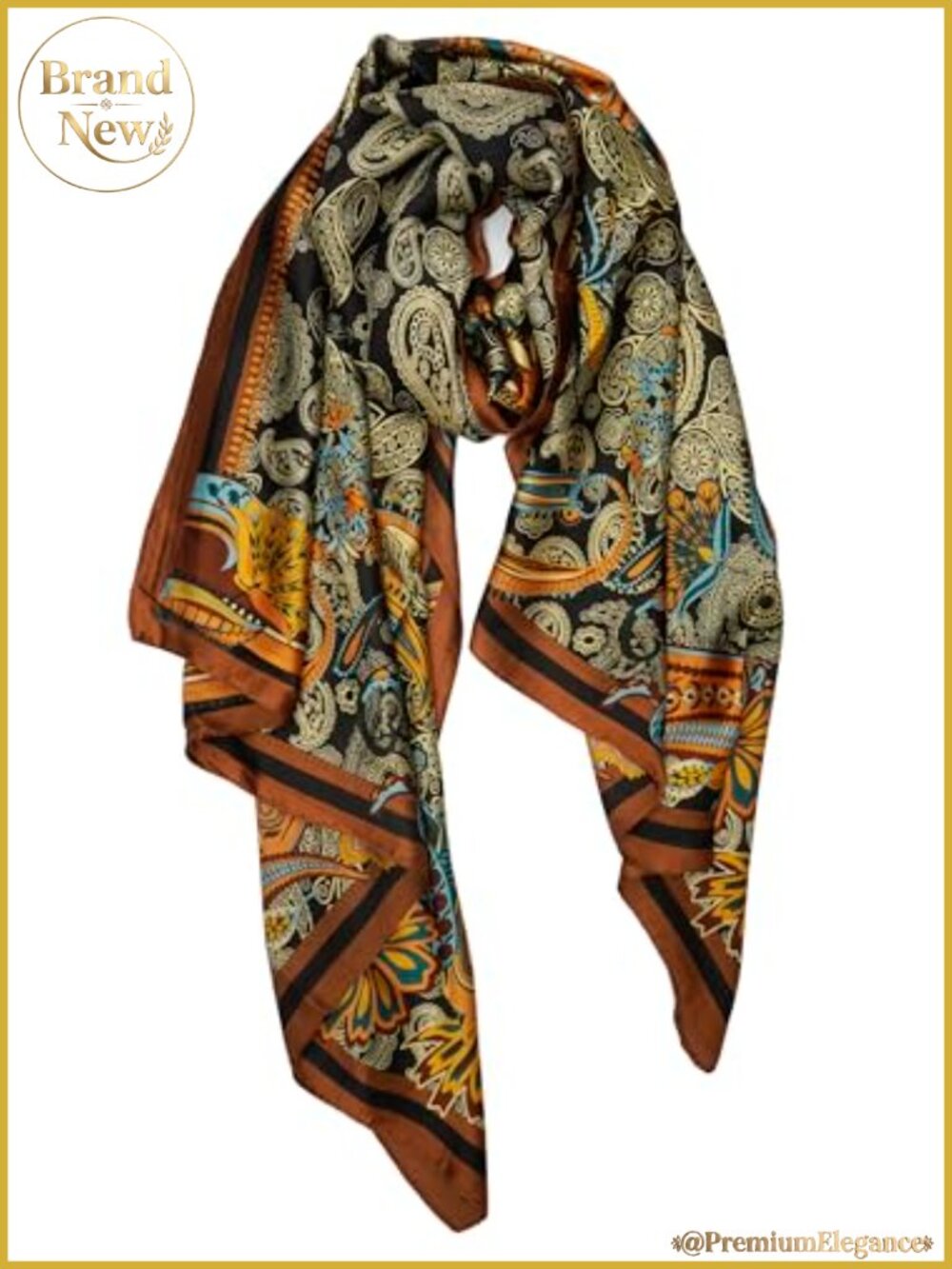 Large Satin Paisley Scarf Shawl Wrap Sun Protection Women
